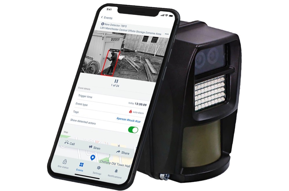 Alarme de chantier Reconeyez et application mobile de levée de doute