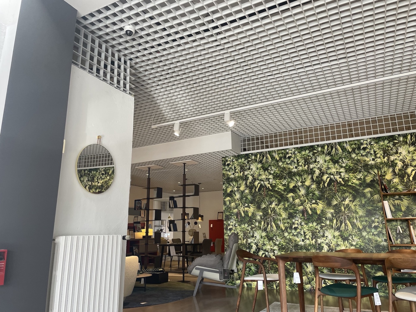 Caméra dôme au plafond du showroom d'un magasin d'ameublement à Gex